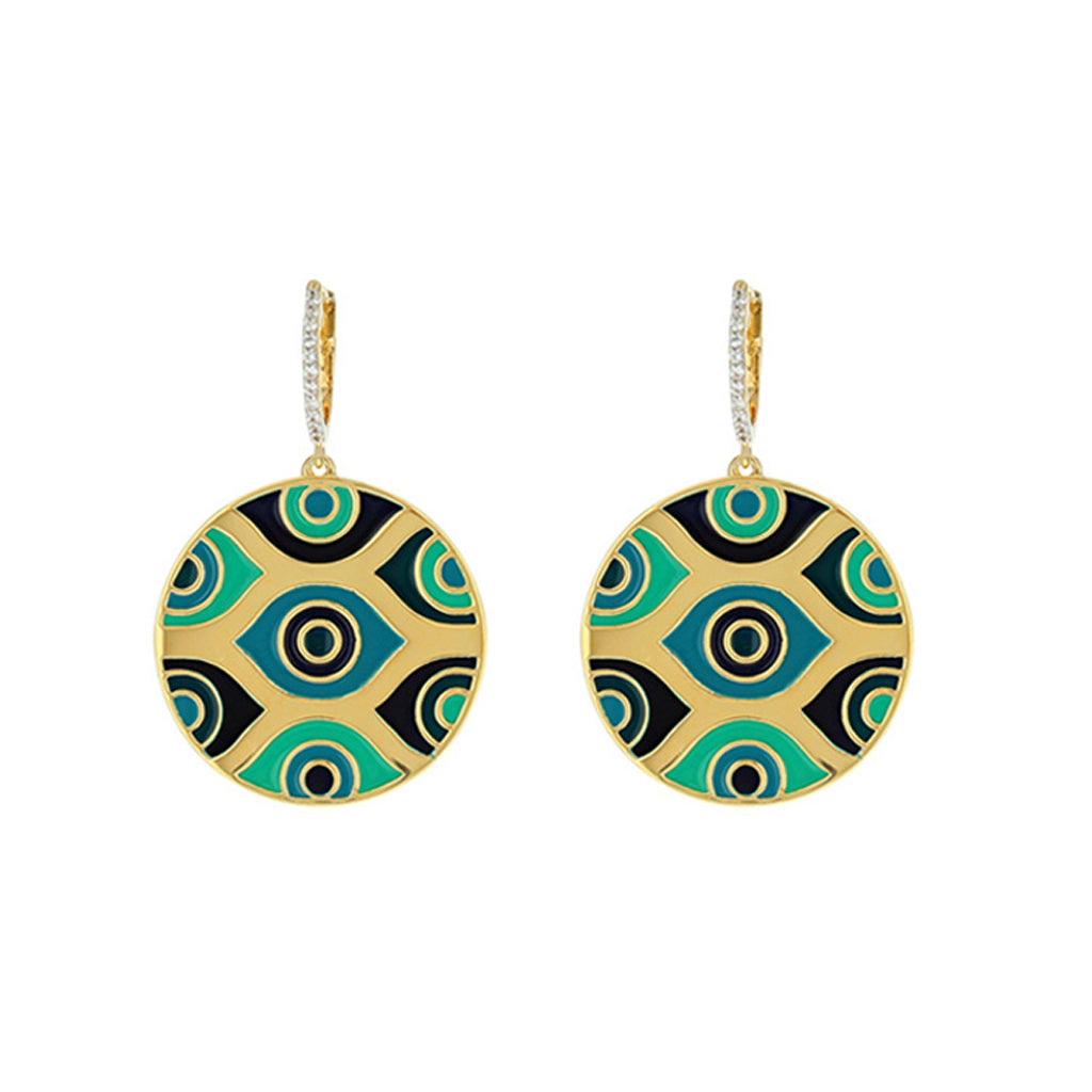 Athena Evil Eye Earrings Green