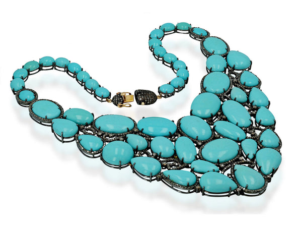 Vintage high quality turquoise Bib necklace