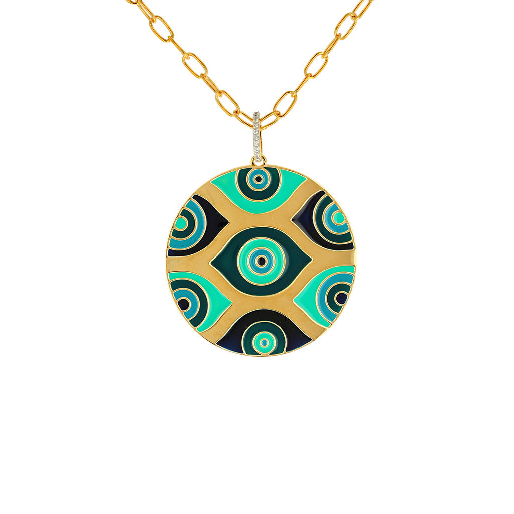 Athena Evil Eye Medallion Green