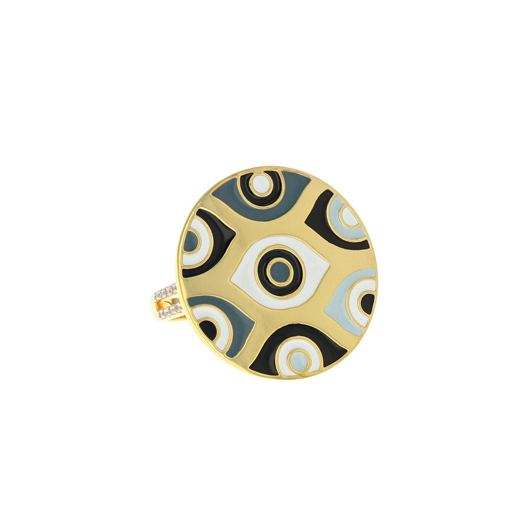 Athena Evil Eye Ring White